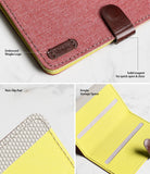 Card Holder | Flip [2 Pack] - Red fabric card holder with magnetic closure, Ringke logo, non-slip pad, and yellow interior slots.
