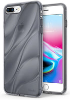 iPhone 8 Plus / 7 Plus Case | Flow - Translucent smoke black phone case with a wavy, textured back design on an iPhone.
