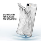 iPhone 8 Plus / 7 Plus Case | Flow - Flexible clear TPU phone case being pulled away from an iPhone, showing its durable, lightweight design.