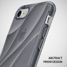 iPhone 8 / 7 / SE 2020 Case | Flow - Translucent smoke black phone case with an abstract prism pattern and metallic buttons.