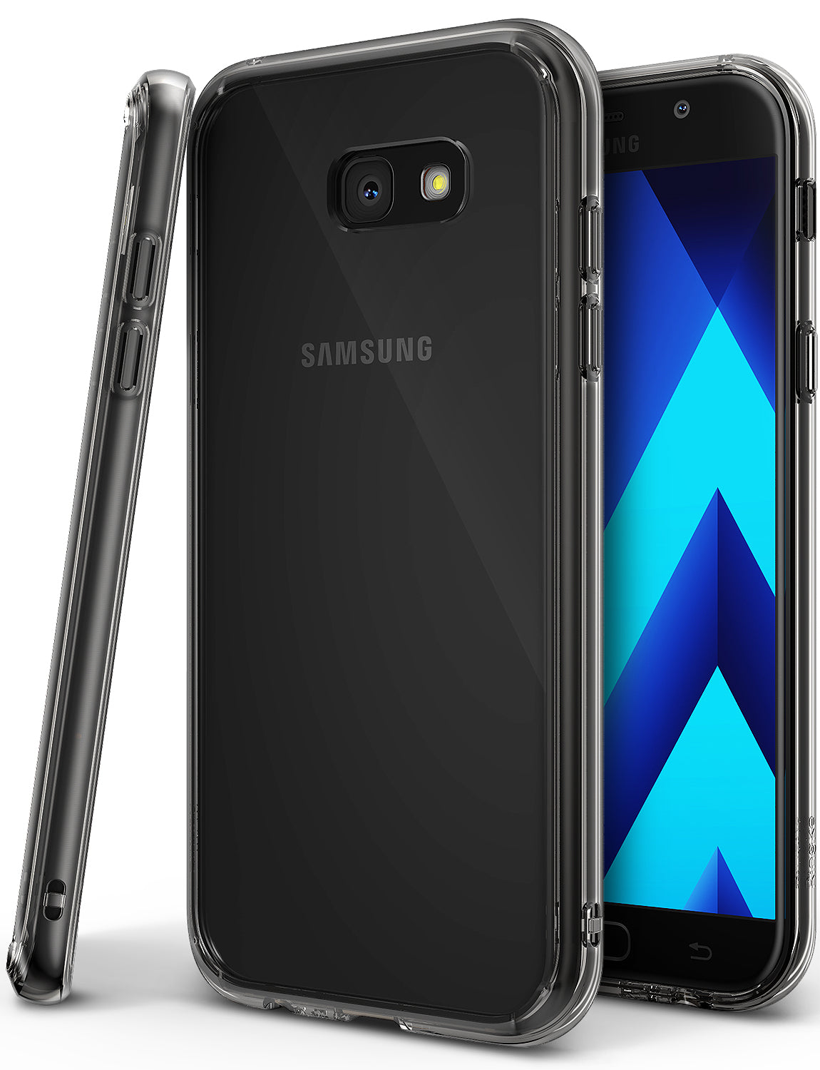 Galaxy A3 (2017) Case | Fusion - Smoke Black - Transparent smoke black protective phone case shown from multiple angles.