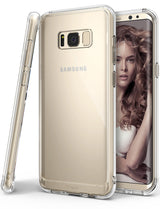 Galaxy S8 Plus Case | Fusion - Clear protective phone case showing the gold back and front screen of a Samsung Galaxy S8.