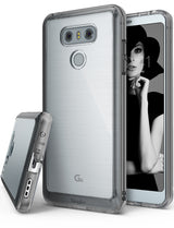 LG G6 Case | Fusion - Clear protective case with smoke black edges shown from back and side angles on an LG G6 smartphone.