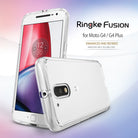 Moto G4 / G4 Plus Case | Fusion - Clear protective phone case shown from front and back angles on a gradient background.