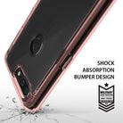 OnePlus 5T Case | Fusion - Rose gold shock-absorbing phone case with military-grade drop protection on a cracked surface.
