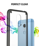 Redmi Note 5 / 5 Plus | Fusion - A clear phone case with black edges positioned in front of a light blue smartphone.