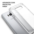 Galaxy S8 Case | Fusion - Clear protective case hovering over the back of a silver Samsung Galaxy S8 smartphone.