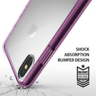 iPhone X Case | Fusion - Orchid purple bumper case on an iPhone X above a cracked surface with military-grade drop protection.
