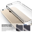 iPhone SE / 5s / 5 Case | Fusion - Clear protective phone case hovering above a gold iPhone, showing scratch-resistant material.