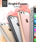 iPhone SE / 5s / 5 Case | Fusion - Three clear iPhone cases in gold, black, and rose gold arranged against a watercolor background.
