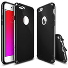 iPhone 6s Case | Fusion - Shadow Black - Three views of a black protective phone case with a clear back and port covers.