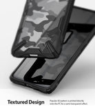 Galaxy A90 5G Case | Fusion-X - Black phone case with a semi-transparent 3D camo pattern and rugged bumper frame.