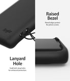 Galaxy Note 10 Case | Air-S - Close-up of a black phone case showing a lanyard hole and raised screen bezel for protection.
