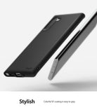 Galaxy Note 10 Case | Air-S - A matte black phone case floating next to a silver smartphone against a white background.