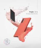 Galaxy Note 10 Case | Air-S - Coral phone case for Galaxy Note 10 floating amidst dynamic pink liquid splashes on white.