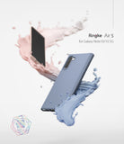Galaxy Note 10 Case | Air-S - Lavender Gray phone case floating with pink and blue paint splashes on a white background.