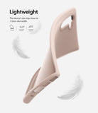 Galaxy Note 10 Case | Air-S - A flexible, pink sand phone case floating with white feathers, highlighting its slim, lightweight design.