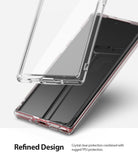 Galaxy Note 10 Case | Fusion - A clear phone case hovering above a Galaxy Note 10 smartphone against a white background.
