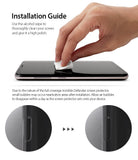 Galaxy Note 8 Screen Protector | Full Cover (2P) - Galaxy Note 8 Screen Protector - Hand cleaning phone screen with wipe, with close-up of bubble removal near side buttons.