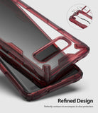 Galaxy S10 5G Case | Fusion-X - Ruby red transparent phone case with reinforced corners and a clear back panel.