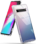 Galaxy S10 5G Case | Fusion - Clear protective phone case on a Samsung Galaxy S10 5G with a vibrant pink and blue gradient back.