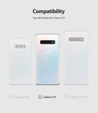Galaxy S10 Case | Fusion-X - Three Samsung Galaxy S10 models shown with a checkmark indicating compatibility for the Galaxy S10.