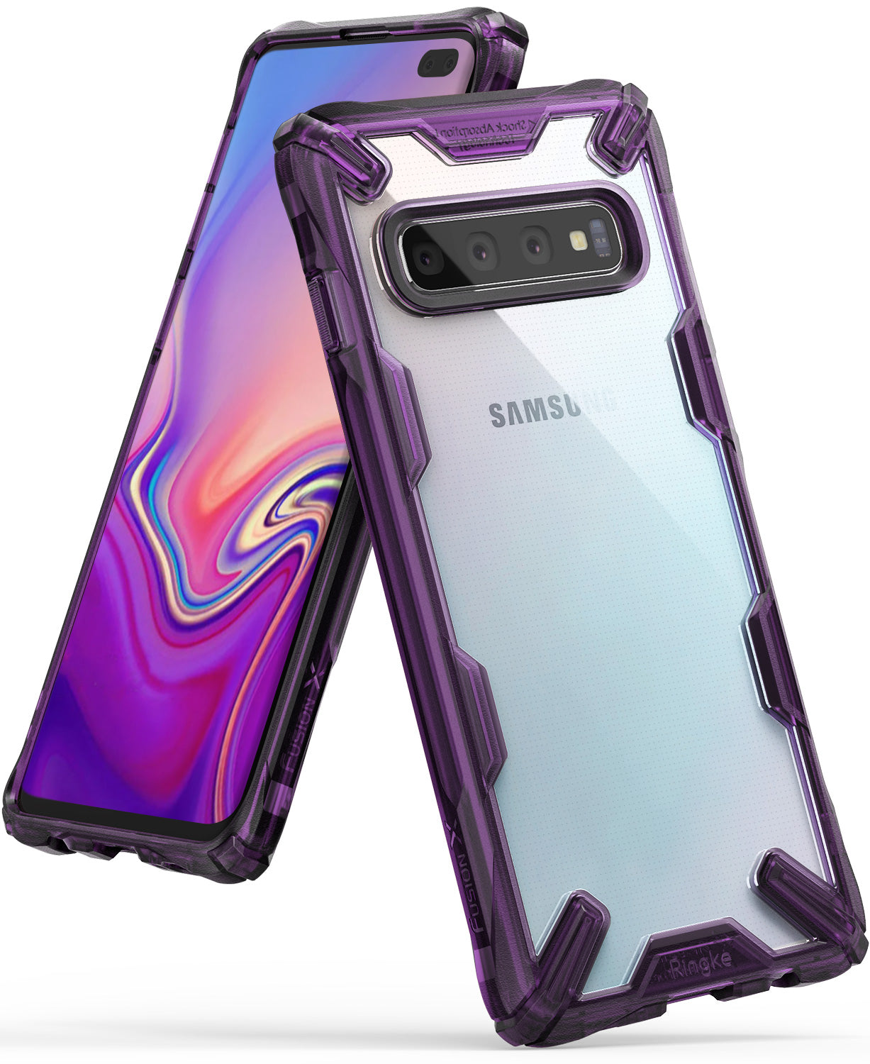 Galaxy S10 Plus Case | Fusion-X - Royal purple rugged protective case on a Samsung Galaxy S10 Plus with a clear back.