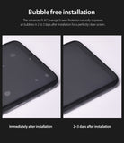 Galaxy S8 Screen Protector | Full Cover (2P) - Comparison showing air bubbles disappearing from a phone screen.