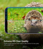 Galaxy S8 Screen Protector | Full Cover (2P) - A smartphone screen displaying a hedgehog with a clear protective film.