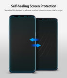 Galaxy S8 Plus Screen Protector | Full Cover (2P) - Two smartphones showing a self-healing film repairing surface scratches.