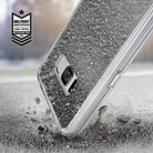 Galaxy S8 Plus Case | Mirror - Reflective phone case hitting asphalt with military grade protection badge in corner.