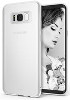Galaxy S8 Plus Case | Slim - Translucent white slim case on a Galaxy S8 Plus showing the back camera and front screen.