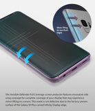 Galaxy S9 Plus Screen Protector | Full Cover (3P) - Close-up of screen protector edges showing potential lifting.