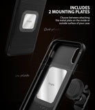Magnetic Gear Car Mount - Two phone cases showing metal mounting plates attached to the exterior and interior surfaces.