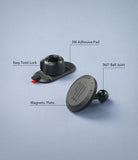 Magnetic Gear Car Mount - Two-piece car mount with a gear-shift knob magnetic plate, twist lock base, and adhesive pad.