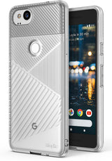 Google Pixel 2 Case | Bevel - Clear protective phone case with diagonal textured back and cutouts for camera and sensor.