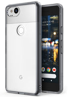Google Pixel 2 Case | Fusion - Clear protective case on a Google Pixel 2 showing rear camera, fingerprint sensor, and screen.