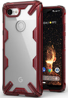 Google Pixel 3 XL Case | Fusion-X - Ruby red protective case with clear back and rugged bumper on a Pixel 3 XL.