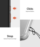 Google Pixel 3a XL Case | Fusion - Close-up of responsive side buttons and a clear case corner with a lanyard strap.