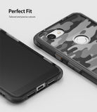 Google Pixel 3a XL Case | Fusion - A black camouflage phone case on a Pixel 3a XL showing precise camera and port cutouts.