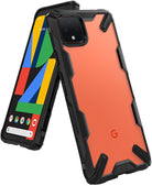 Google Pixel 4 Case | Fusion-X - Black rugged protective case with a clear back on a Google Pixel 4 smartphone.