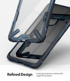 Google Pixel 4 Case | Fusion-X - Two-piece blue and clear rugged phone case with Ringke branding on a white background.