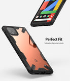 Google Pixel 4 XL Case | Fusion-X - Black rugged protective case with clear back on a Google Pixel 4 XL phone.