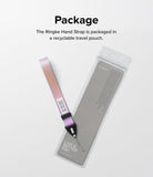 Hand Strap | Basic - A purple and pink gradient hand strap next to its clear, recyclable plastic retail packaging.