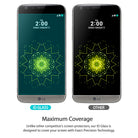 LG G5 Screen Protector | Invisible Defender Glass - LG G5 Screen Protector - Comparison showing ID Glass covering the full screen versus a smaller competitor screen protector.