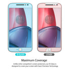 Moto G4 Plus Screen Protector | Glass - Comparison showing ID Glass with full coverage versus a competitor with gaps.