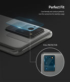 Galaxy S20 Ultra Camera Protector | Invisible Defender Glass - Galaxy S20 Ultra Camera Protector - Glass film hovering over a smartphone camera module with a circular inset showing fit.