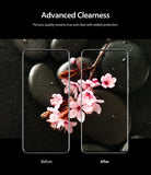 Galaxy S20 Ultra Camera Protector | Invisible Defender Glass - Galaxy S20 Ultra Camera Protector - Split screen showing clear, vibrant pink flowers on black stones before and after.
