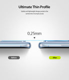 Galaxy S20 Camera Protector | Invisible Defender Glass - Galaxy S20 Camera Protector - Side view comparing a phone camera before and after applying a 0.25mm thin glass protector.