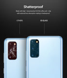 Galaxy S20 Camera Protector | Invisible Defender Glass - Comparison showing a shattered standard lens vs. intact ID glass.